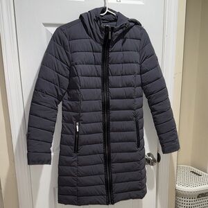 Michael Kors Packable Quilted Jacket Gray Leather Trim